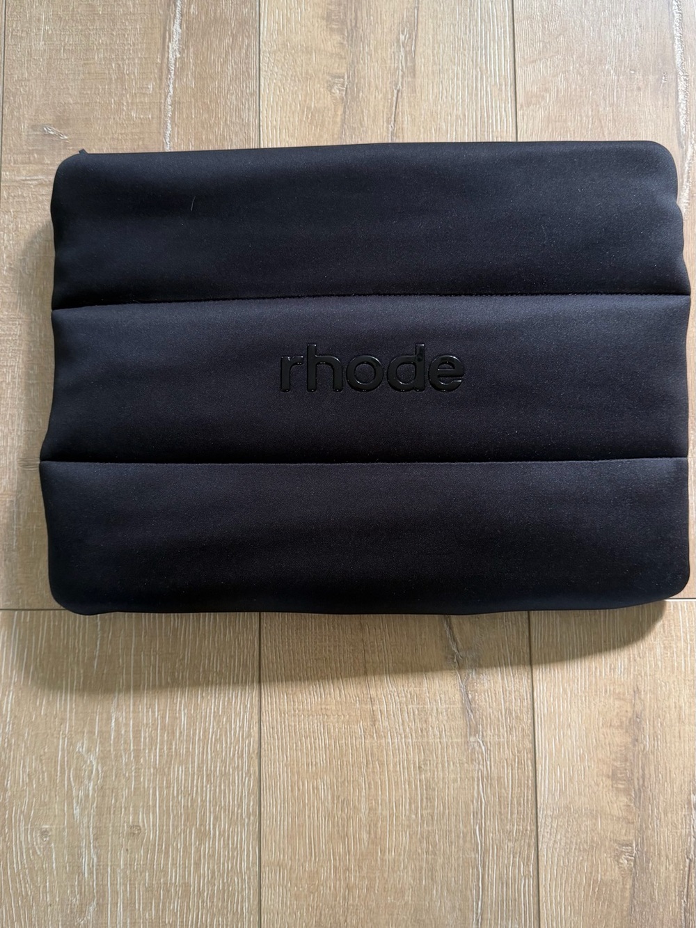 rhode Black Quilted Laptop Sleeve with Embossed Logo